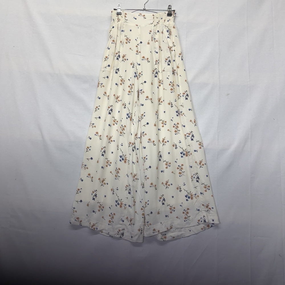 American Eagle Outfitters Women's Floral Wide-Leg Pants Elastic Waist Pockets Sm